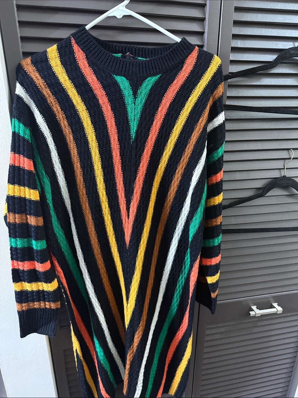 SHEIN Black Multicolor Striped Midi Sweater Dress